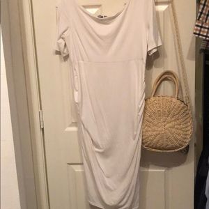 White maternity midi dress